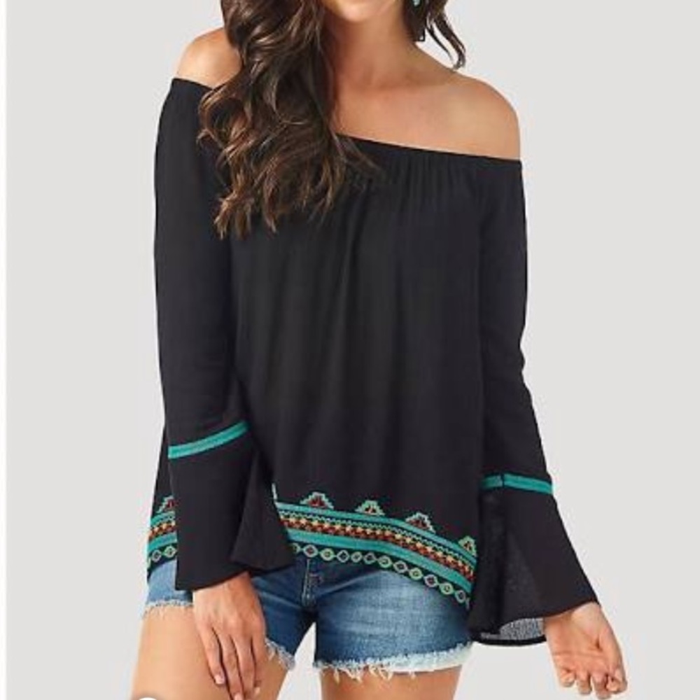 Wrangler bell sleeve off the shoulder top